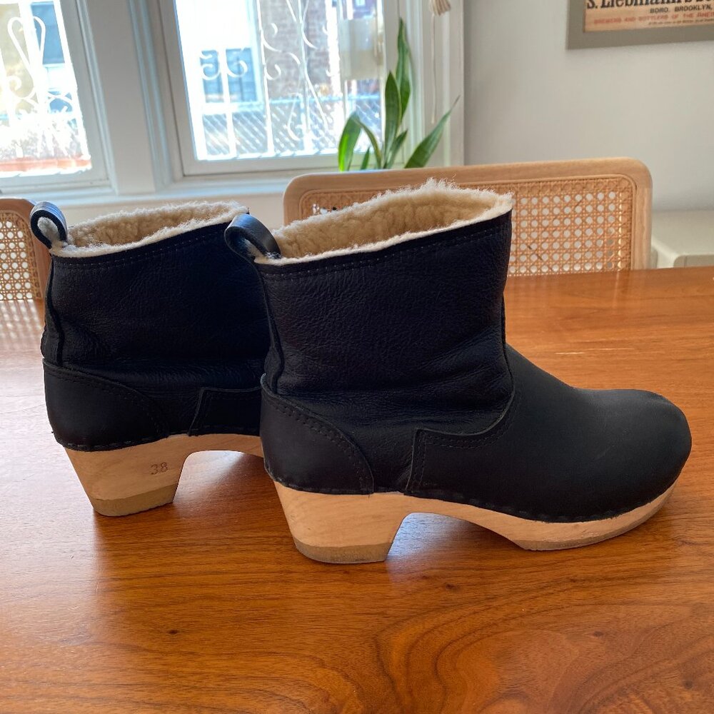 No. 6 Pull On Shearling Clog Boots Black 38